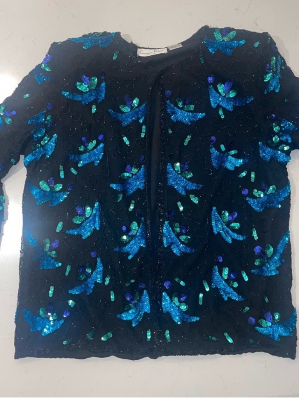 Laurence Kazar Black Label Satin Trim Top